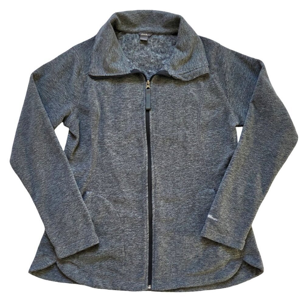 Eddie Bauer Women's Fleece Jacket Gray Large Full Zip Lightweight Outerwear